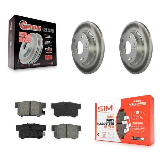 Transit Auto Rear Coated Disc Brake Rotors and Semi-Metallic Pads Kit for Car Honda Civic Acura CSX ILX KGS-101364