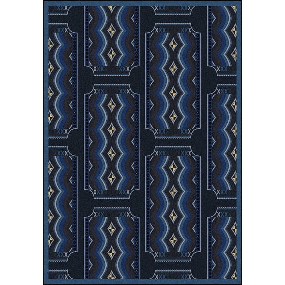 Joy Carpets Any Day Matinee Deco Ticket 7'8" x 10'9" Area Rug in Color Blue