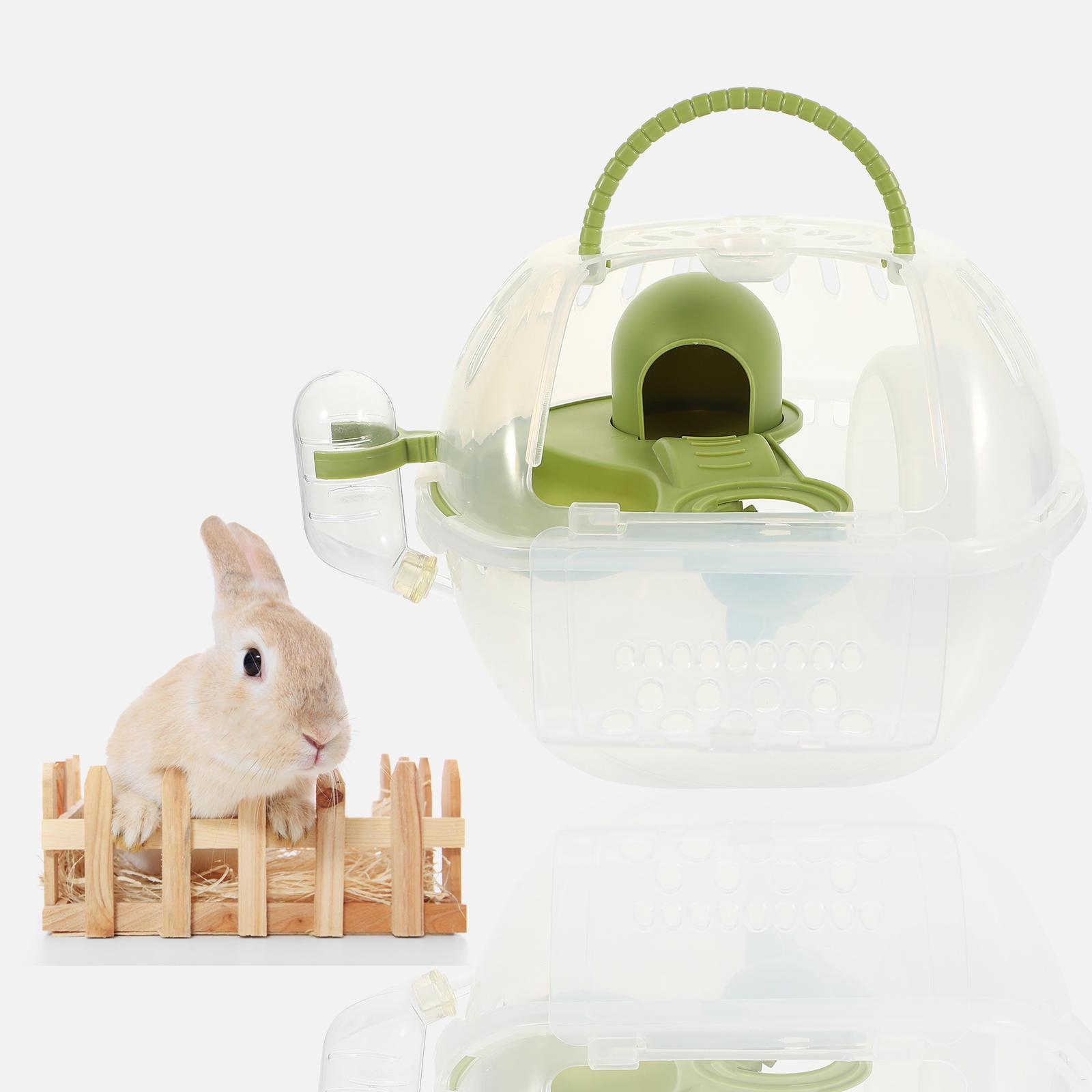 OFFIGAM Green Hamster Travel Carrier Plastic Pet Cage Compact Comfortable for Outdoor Adventures