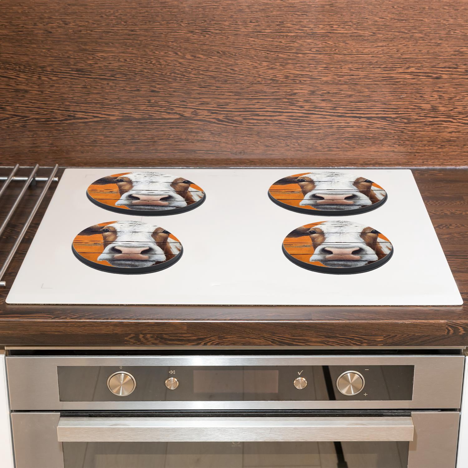 Round Stove Burner Covers 4 Pcs Decorative Gas Stove Burner Cover 8Inch And 10Inch for ,Chicken Rooster Grass Vintage lovely