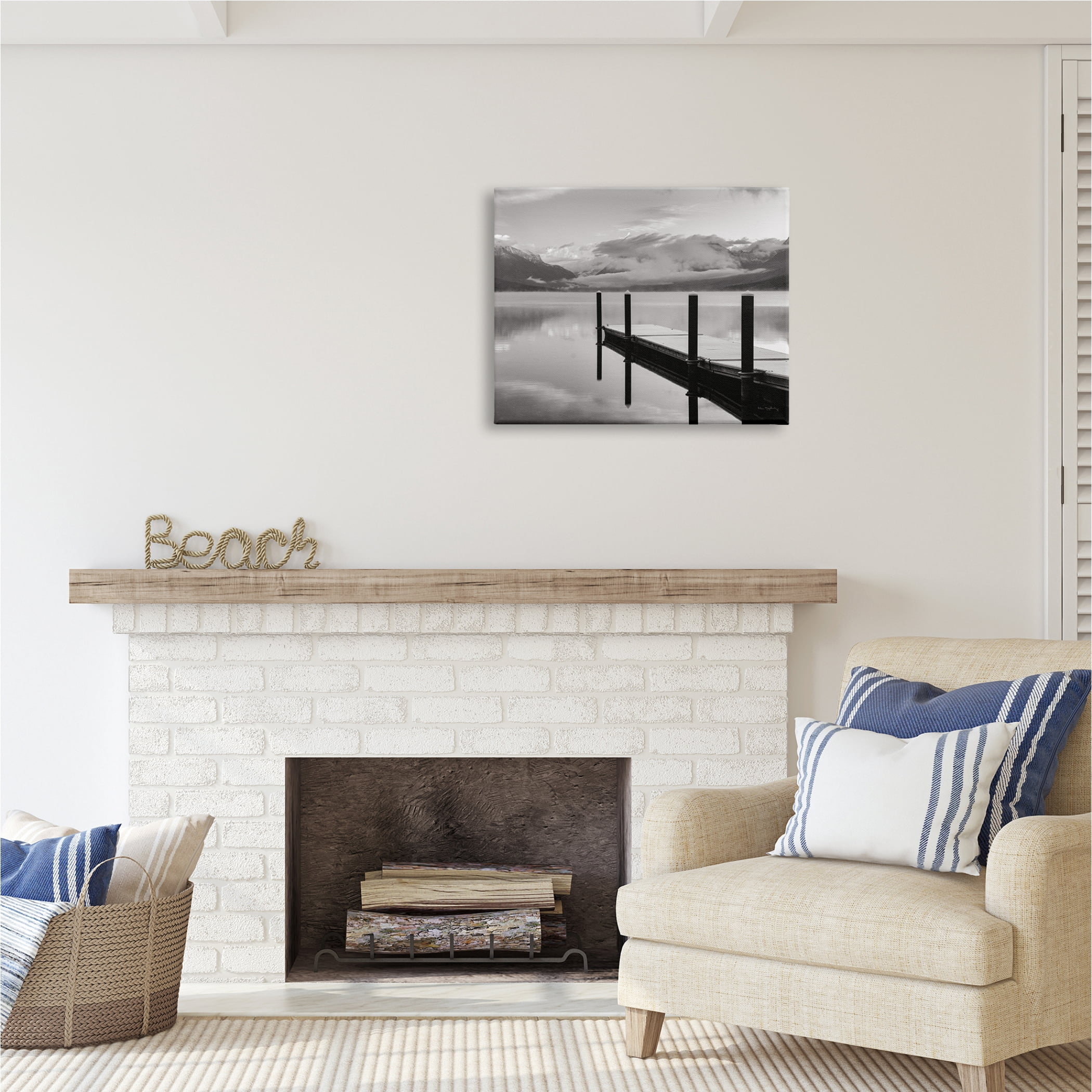 Stupell Industries Lakeside Mountain Dock Nature Photography Gallery Wrapped Canvas Print Wall Art, 30 x 24