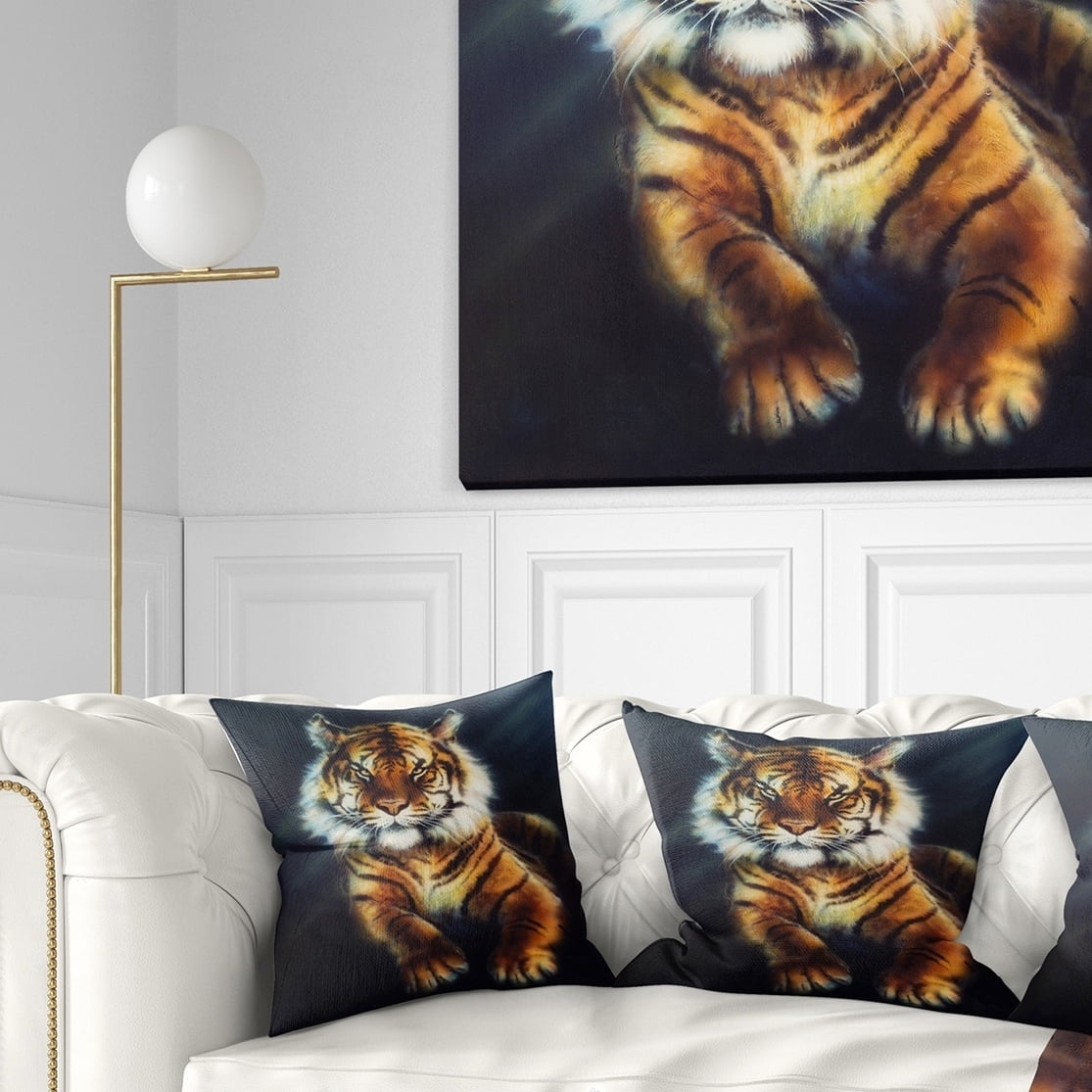 Design Art Designart Mighty Tiger Animal Throw Pillow Walmart Com Walmart Com
