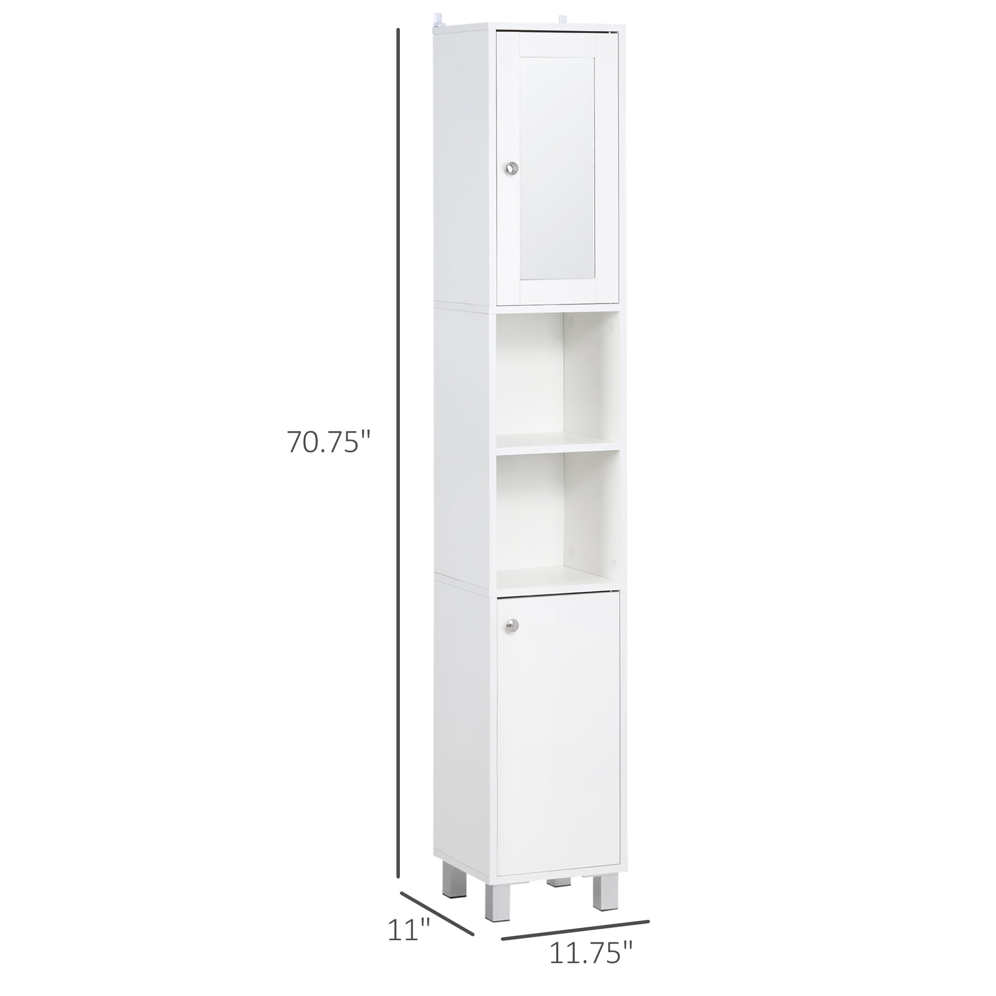 Kleankin Tall Bathroom Storage Cabinet With Mirror, Wooden Freestanding  Tower Cabinet With Adjustable Shelves, For Bathroom, Or Living Room, White  : Target