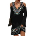 thumbnail image 1 of LilyLLL Womens Casual Floral Print Cold Shoulder Long Sleeve Mini Dress, 1 of 2