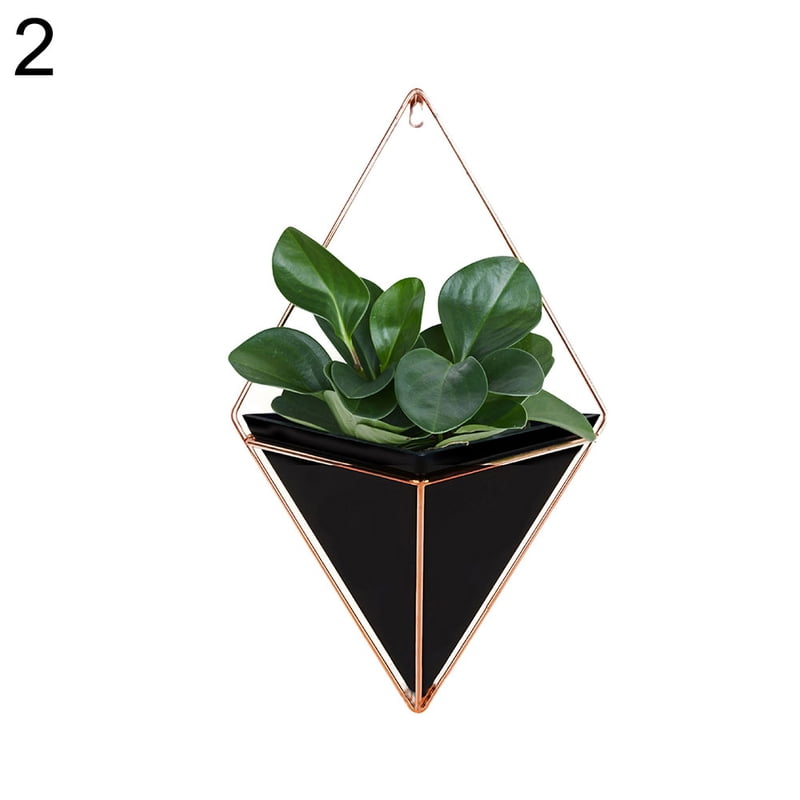 Iron Wall Hanging Planter Hexagon Container Decorative Pots Brown 30cm 