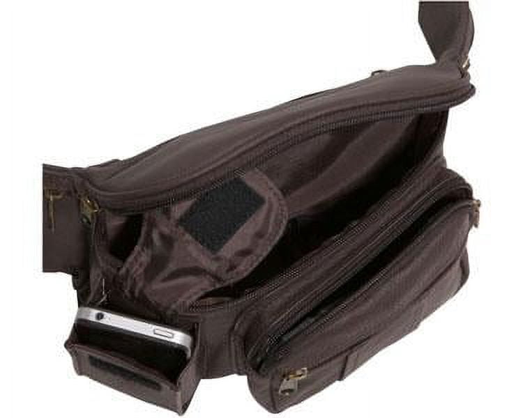 AmeriLeatherLeather Fanny Pack - Men's Cell Phone Waist Bag - 7 Zip Pockets - Adjustable Strap-Color:Maroon