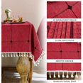 thumbnail image 3 of GHSDFBB Solid Embroidery Checkered Table Cloth Washable Cotton Linen Tassel Tablecloth, Rectangle Wrinkle Free Anti-Fading Table Cover for Kitchen Dinning Thanksgiving Christmas (55x86 Inch, Red, 3 of 7