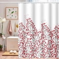 thumbnail image 4 of 72x84 Inch Red Cherry Fruit Shower Curtain Lush Berry Branches Nature Plants Bath Curtain Modern Waterproof Fabric Minimalism Aesthetics Art Shower Curtains Set with Hooks, 4 of 6