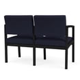 thumbnail image 5 of Lesro Lenox Steel Fabric Reception Waiting Room Guest Loveseat in Black and Open House Navy, 5 of 5