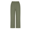 thumbnail image 5 of Fartey Women's Summer Casual Cotton Linen Pants Solid Color Elastic Waist Loose Fit Straight Leg Crop Pants Breathable Lightweight Beach Ankle Trousers with Pockets, 5 of 6
