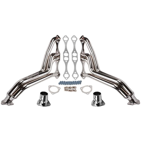Southwest Speed Chrome Plated 1935-1948 Fat Fenderwell Headers For Small Block Chevy V8 Engines,265,283,302,327,350,400 Ci Motors,Street Rod,Hot Rod