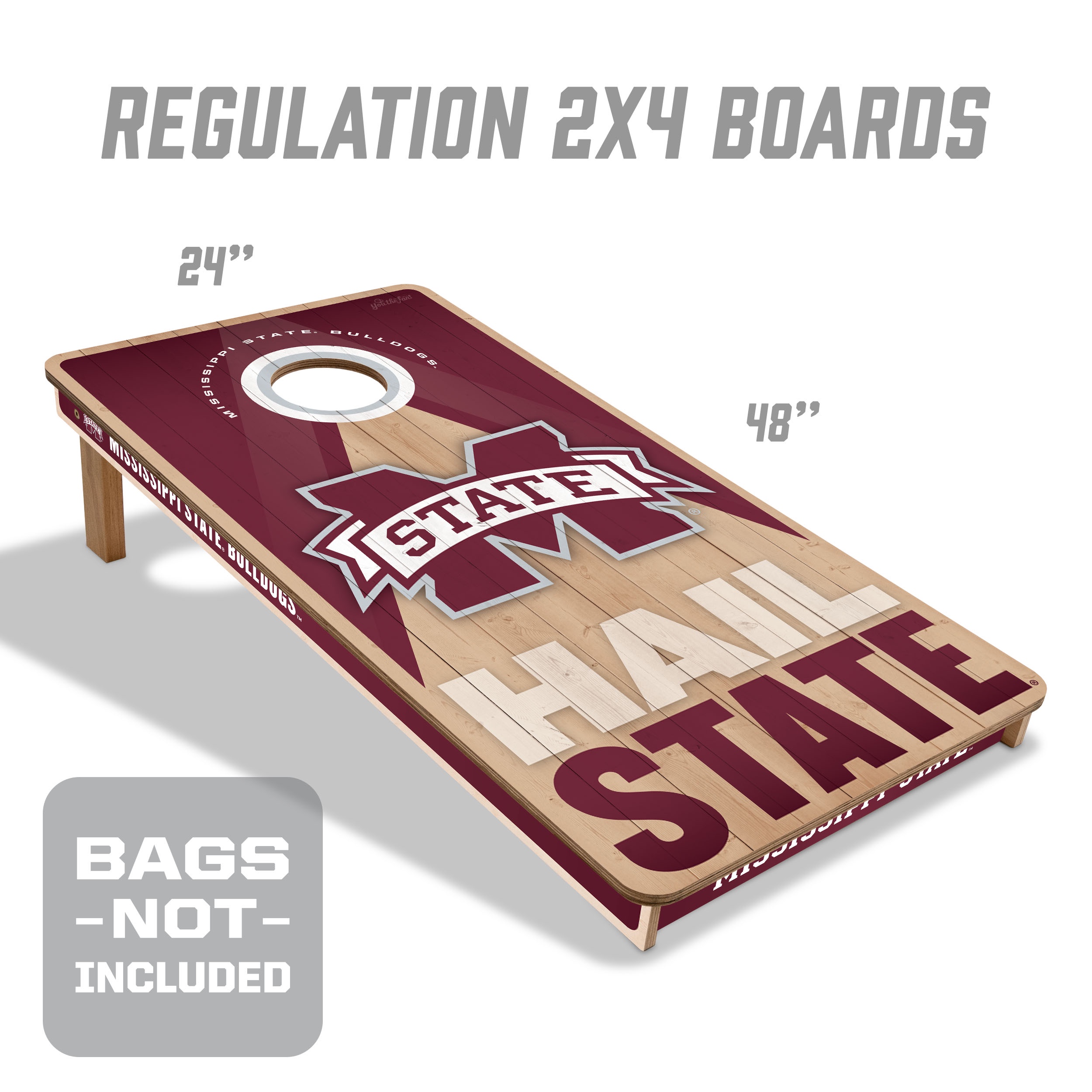YouTheFan NCAA MS St Bulldogs 2X4 Slogan Series Cornhole NO BAGS