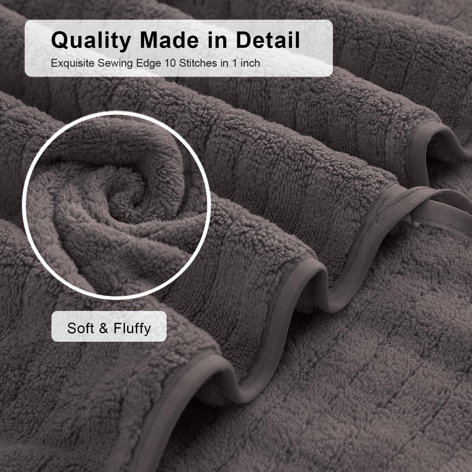 Jessy Home 4 Pack Dark Brown Stripe Large Bath Towels Set Oversized Microfiber Bath Sheet Soft Towel Set
