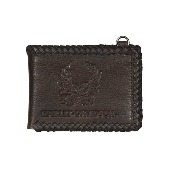 Harley-Davidson Men's Ride Free Bi-Fold Leather Wallet w/RFID Protection - Brown, Harley Davidson