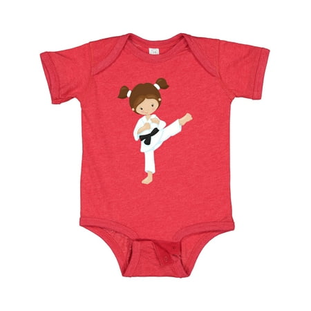

Inktastic Karate Girl Cute Girl Brown Hair Black Belt Gift Baby Girl Bodysuit