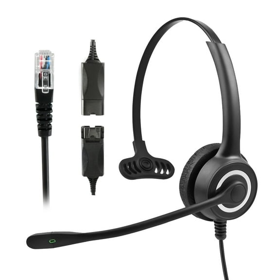 HP128MP QD RJ9 Plug Telephone Operator Office Headset with Microphone Topboutique Single Ear Earphone for Telephone Set Noise Canceling Headphones(Black)