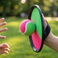 thumbnail image 4 of Beach Paddle Ball Set, Catching Ball Set, Active Kids Indoor Play, Outdoor Play Set, 8 in Round Paddle, Green Pink, Play Set, Family Backyard Activity, 2 Pc Total, 4 of 6