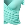 thumbnail image 4 of A2Y Women's Deep V-Neck Short Sleeve Unique Slim Fit Cross Wrap Shirt Crop Tops Mint L, 4 of 6