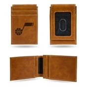 NBA Utah Jazz Brown Faux Leather Front Pocket Wallet with 2 Card Slots and ID Window QGC7495