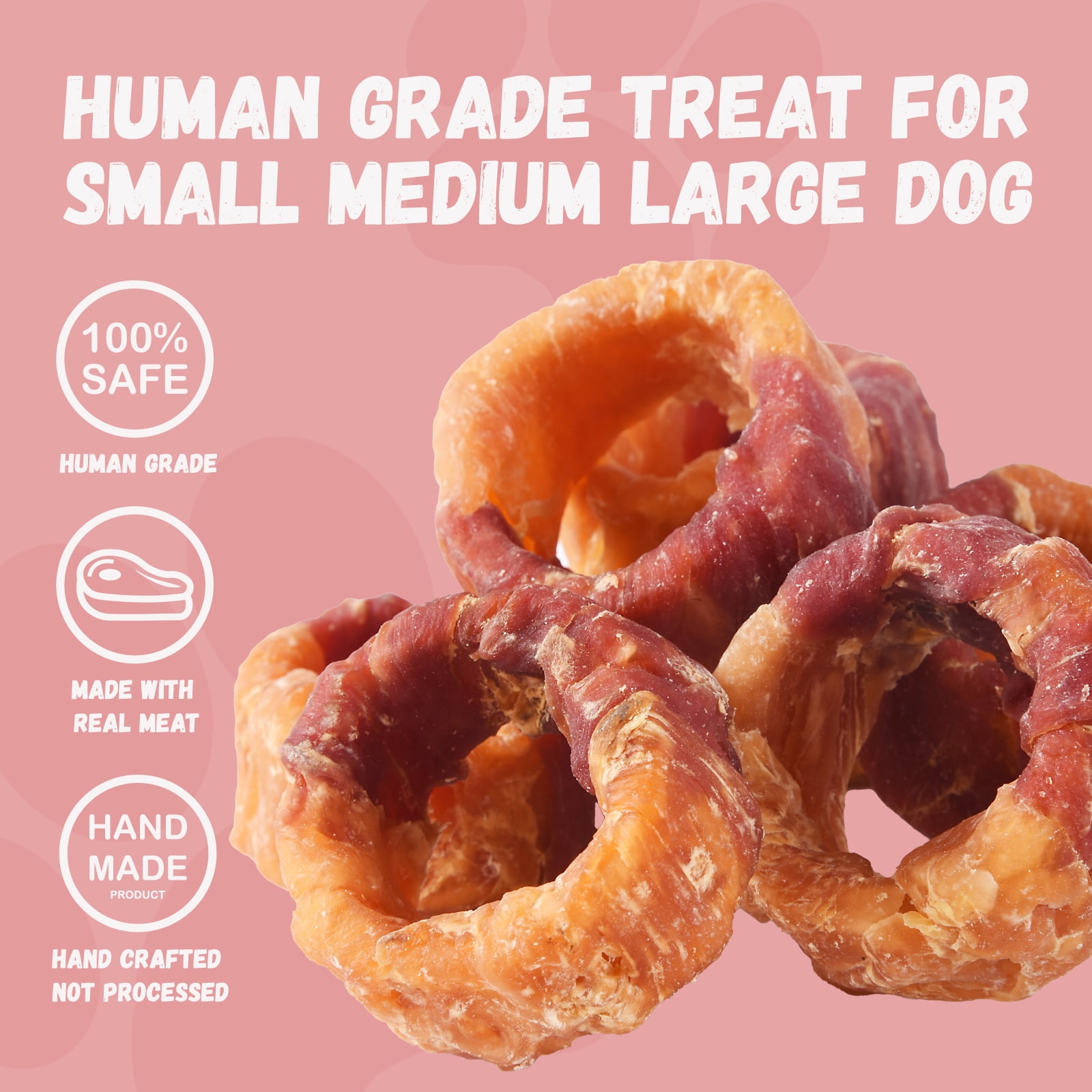 (2 pack) Pawmate Chicken & Duck Wrapped Sweet Potato Donut Dog Treats, Nutritious, Natural & Chewy Snack for All Dogs, 11oz