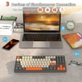 thumbnail image 3 of M87 80% Wireless TKL Gaming Keyboard, 87-Key Bluetooth 5.0/2.4G Dual Mode, LED Backlit, Quiet Mechanical Feel SA PBT Keycaps for PC/Mac - Grey/Orange, 3 of 6