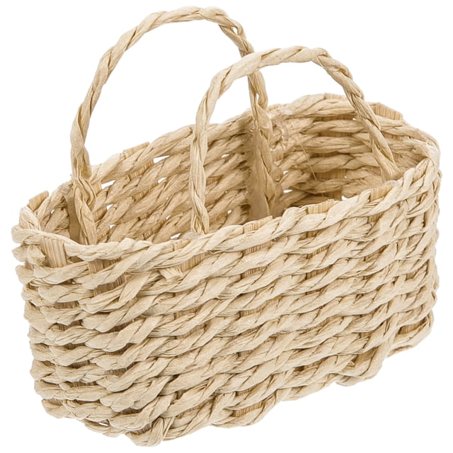 Mini cesta tejida, cesta de almacenamiento en miniatura, accesorios decorativos para casas pequeñas