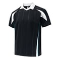 thumbnail image 3 of Cmfcve Men's Collared Short Sleeve Shirt Color Block V Neck Casual Athletic Tee Quick Dry Activewear Tops, 3 of 8