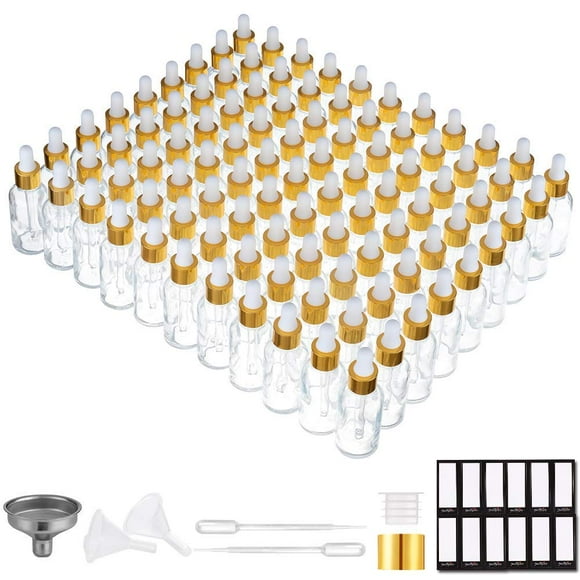 Frasco cuentagotas de vidrio PrettyCare de 30 ml (paquete de 99) con accesorios