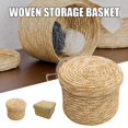 thumbnail image 2 of AMERTEER Woven Straw Storage Baskets with Lid Rattan Snack Container Multipurpose Bins Laundry Toys Organizer Household, 2 of 9