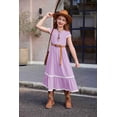 thumbnail image 3 of Arshiner Girls Summer Maxi Dresses Short Sleeve Casual Flowy Tiered A-Line Dress with Pockets, 3 of 5