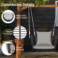 thumbnail image 4 of Spaco Single Person Hanging Seat with Woven Rattan Backrest, Single Swing Chair with Sturdy Metal Frame, Versatile Swing for Outdoor as Backyard, Front Porch, Garden, Gray, 4 of 6