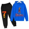 thumbnail image 3 of Conjunto de sudadera con capucha de primavera de Ronaldo, conjunto de 2 piezas de sudadera y pantalones azules informales para niños, ropa deportiva informal, chándal para niños, 3 of 5