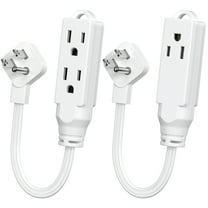 1 FT Short Extension Cord, 3 Prong Grounded Wire, SJT 16 AWG Flexible Power Cord, White - 2 Pack