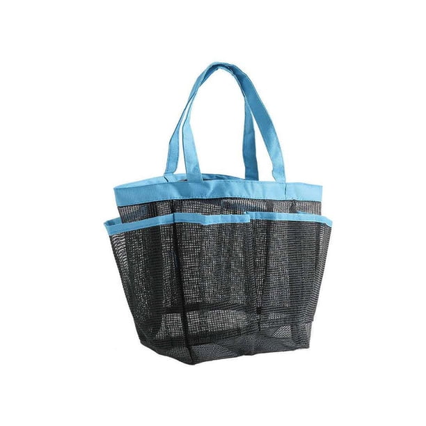Bolsas de almacenamiento de malla para caminar en la playa, bolsas de ducha colgantes, artículos de tocador cosméticos, organizador plegable Almacenamiento y organización del hogar Azul claro Matsuzay HA065527-04B