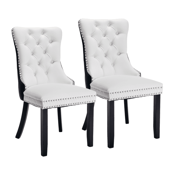 Set of 2 Dining Chairs Leisure Padded Chair, Tufted Solid Wood Velvet