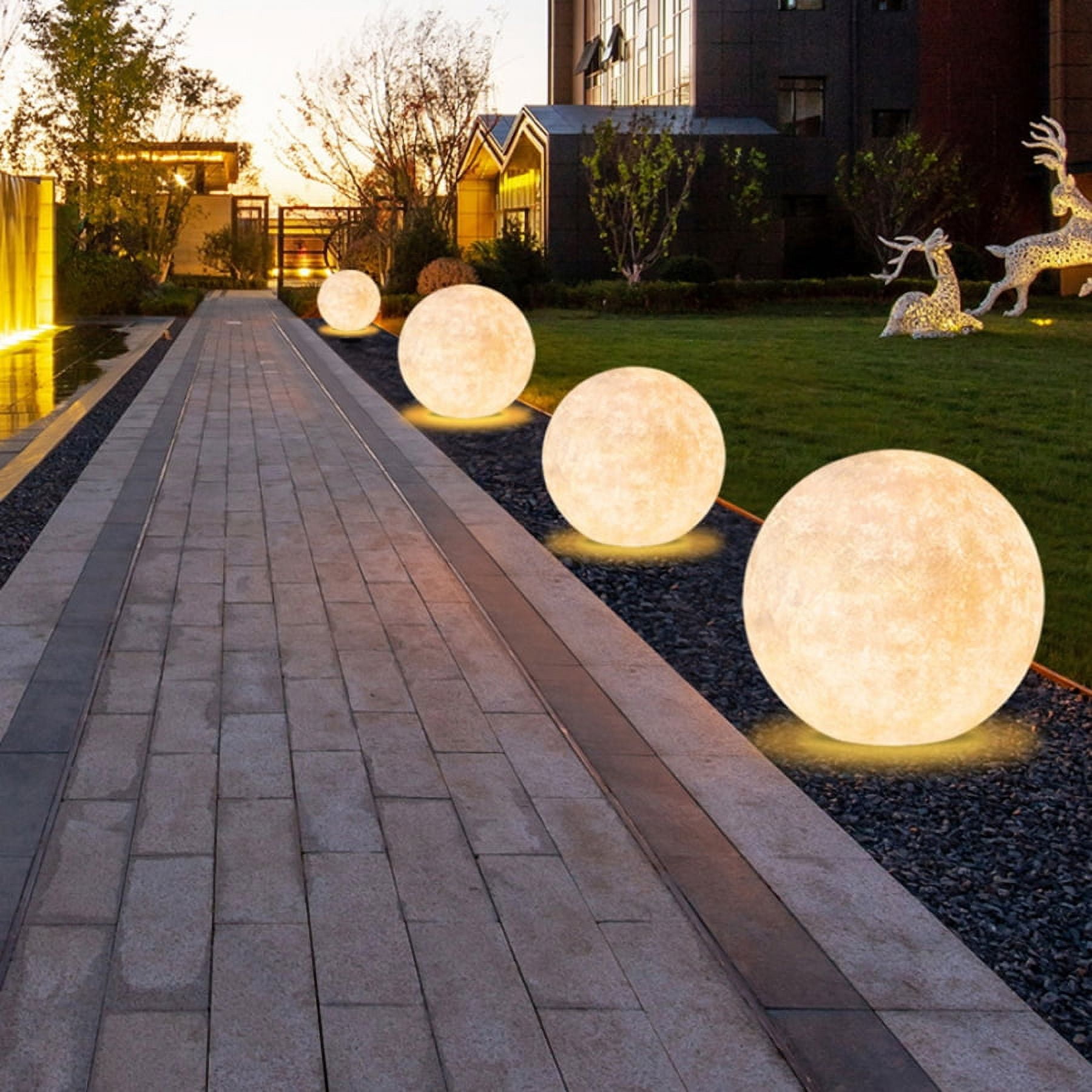 Arturesthome Outdoor Landscape Lawn Moon Floor Lamp Waterproof Solar Column Head Lamp