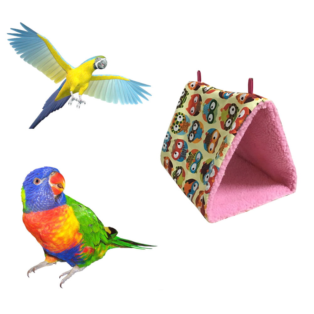 Bird Parrot Hanging Hammock Cage Toy Happy Hut Bed Swing Cave House 