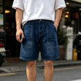 thumbnail image 6 of Men's Baggy Denim Shorts Elastic Waist Stretchy Jean Shorts Wide Leg Relaxed Fit Summer Comfort Jorts, 2XL, 6 of 6