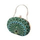 thumbnail image 4 of Bolso de mano con estampado de pavo real, bolso de noche de moda para banquetes, compras, graduación, verano Verde, 4 of 9