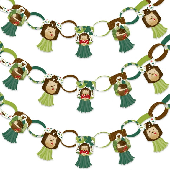 Big Dot of Happiness Forest Hedgehogs - 90 Links & 30 Paper Tassels Decoration Kit - Woodland Birthday Party or Baby Shower Paper Chains Garland 21'