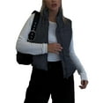 thumbnail image 2 of Douhoow Cropped Puffer Jackets for Women Quilted Lightweight Padded Stand Collar Zipper Coat Long Sleeve/Sleeveless Bomber Jacket, 2 of 9
