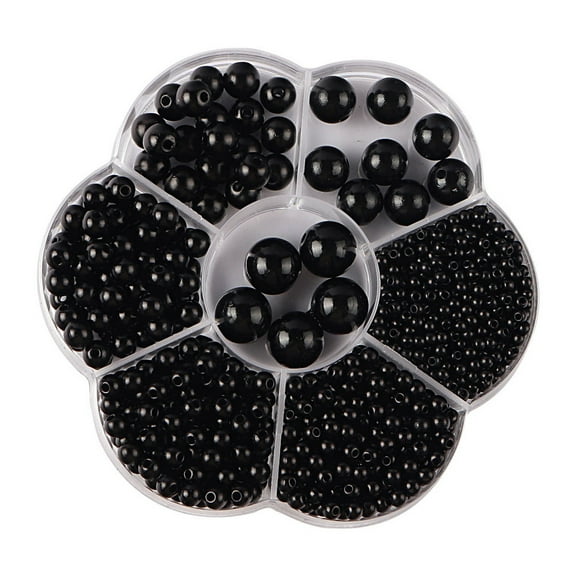tredstone 1150 Pcs/ensemble Perles pour Fabrication de Bijoux - Perles Rondes Faciles à Enfiler pour Projets DIY Durable Noir 1ensemble