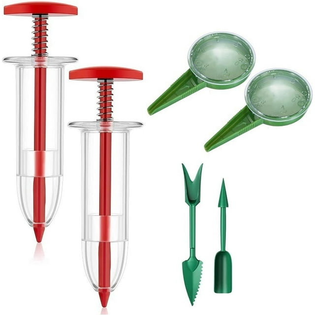 HUGFEGWE 6 Pieces Mini Sowing Seed Dispenser Sower Small Seed Spreader Seed Planter Tool, Handheld Seed Planter, Seed Sower Tool with Seedlings Dibber(6pcs-A) CA919-77252