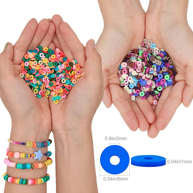 6000Pcs Clay Beads Making Bracelet round Polymer Kit Flat Preppy Jewelr  Colors C