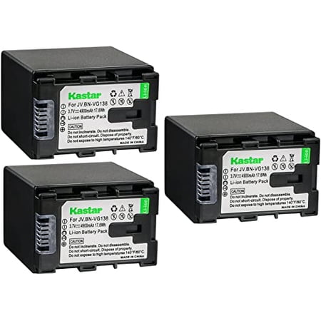 Kastar BN-VG138 Battery 3-Pack Replacement for JVC GZ-HM860 GZ-HM870 GZ-HM880 GZ-HM890 GZ-HM960 GZ-HM965 GZ-HM970 GZ-HM980 GZ-HM990 GZ-MG680 GZ-MG750 GZ-MG750AU GZ-MG750AUC GZ-MG750BEK Camera
