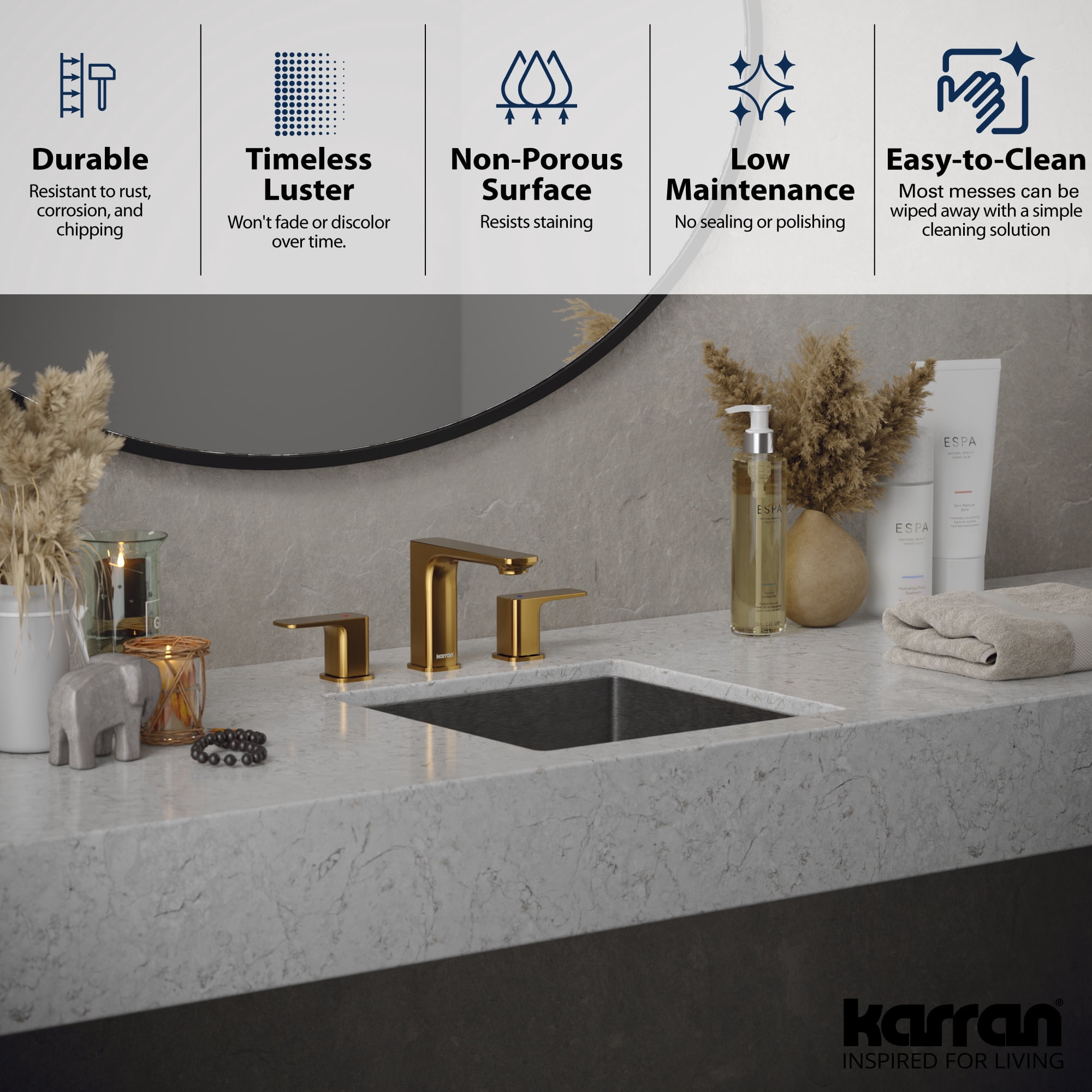 Karran Usa CCU500G Cinox 15-3/4" Square Stainless Steel Undermount Bathroom Sink - Gold