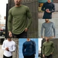 thumbnail image 5 of Men Long Sleeve T-Shirt Muscle Top Undershirt Crew Neck Basic Tee Pullover Top, 5 of 9