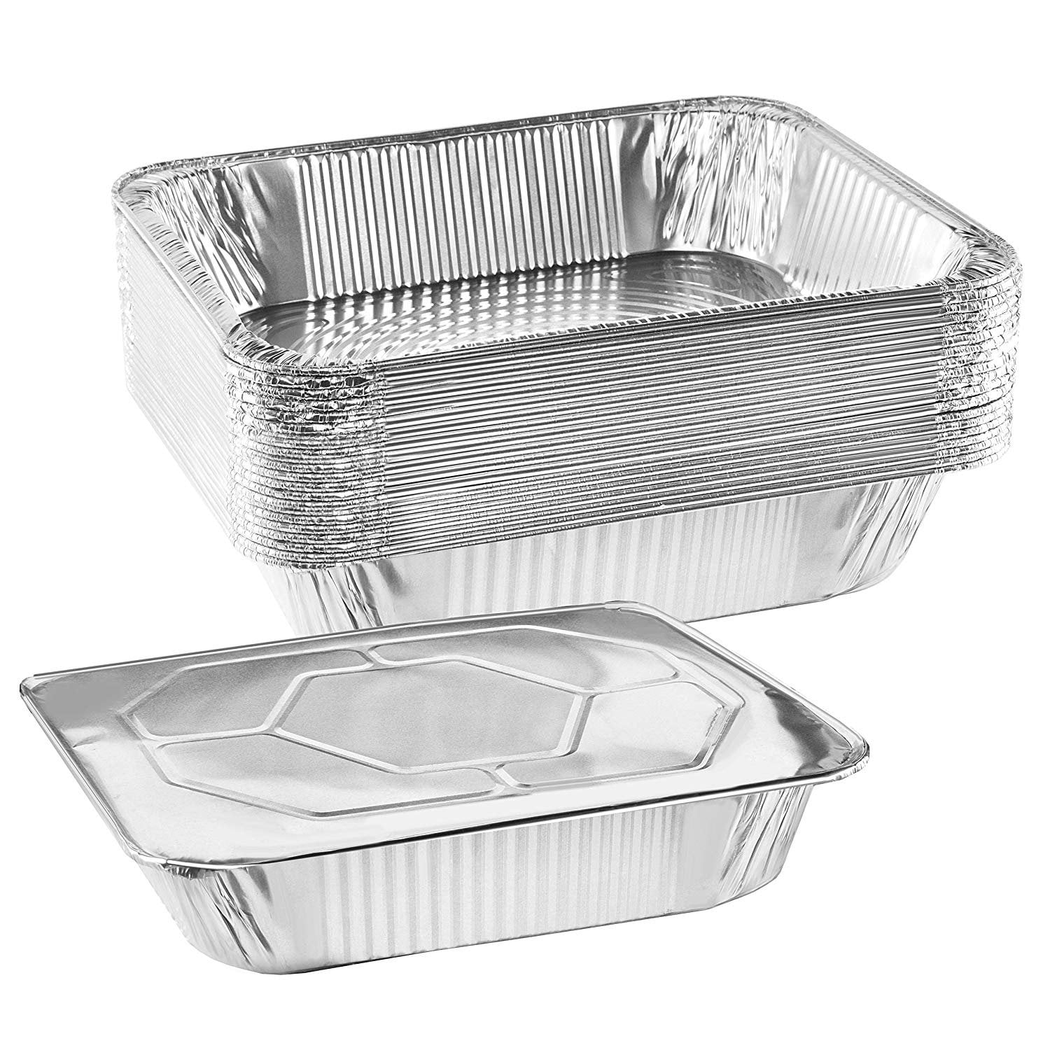 21 X 13 X 3 Inches 10 Pack Disposable Foil Aluminum Pans With Lids Deep 