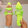 thumbnail image 3 of THDHVS Sandals Women,Womens Sandals Dressy,Women's Fashion Casual Summer Style Solid Color Outer Wear Mesh Open Toe Bow Comfortable Slip-on Sandals Green 9.5, 3 of 4
