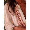thumbnail image 4 of Women'S Western Shirts Long Sleeve Button Down Flower Embroidered Linen Shirt Summer Casual Blouse Top Cream White S, 4 of 6